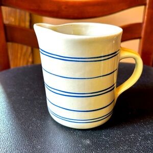 Rustic Blue and White Stoneware Ceramic Pitcher